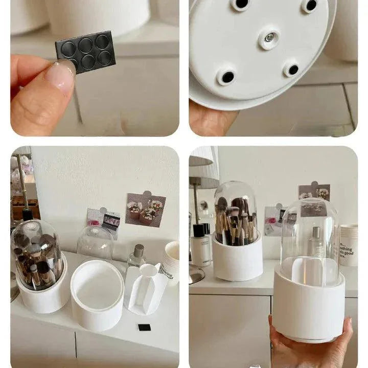 360° Rotating Makeup Brush Storage Box | Desktop Cosmetic Organizer for Brushes, Lipsticks, Eyebrow Pencils & Beauty Tools