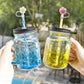 Set of 3 Silicone Straw Toppers Floral Design