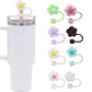 Set of 3 Silicone Straw Toppers Floral Design